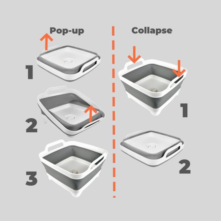 Collapsible Wash Basin for Baby Bottles with Drain Plug, 2.4 Gallons