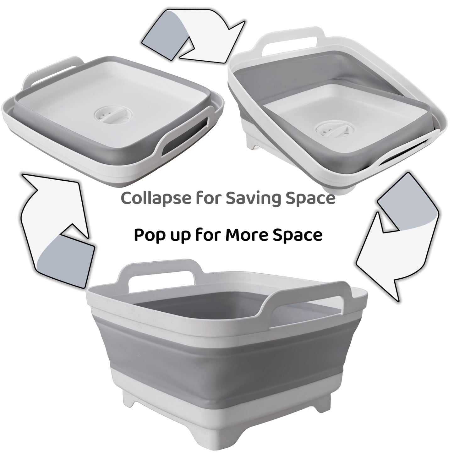 Collapsible Wash Basin for Baby Bottles with Drain Plug, 2.4 Gallons