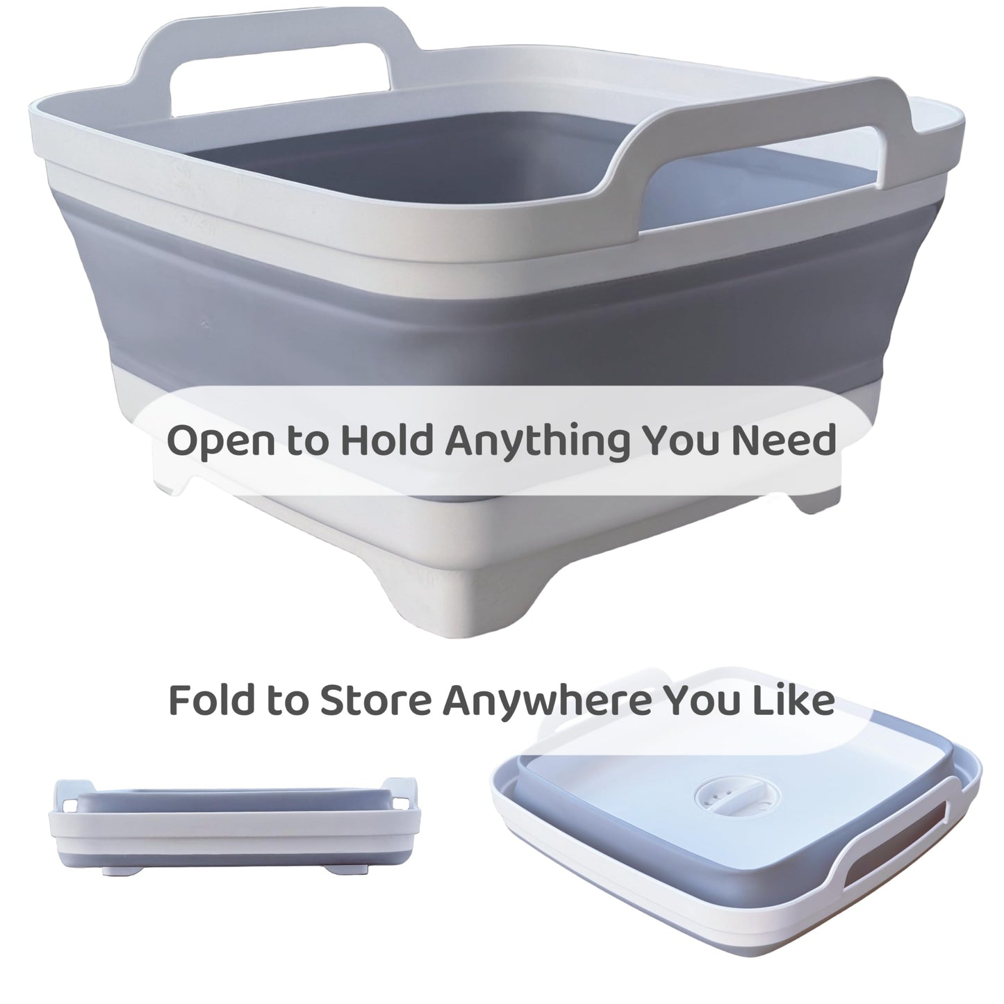 Collapsible Wash Basin for Baby Bottles with Drain Plug, 2.4 Gallons