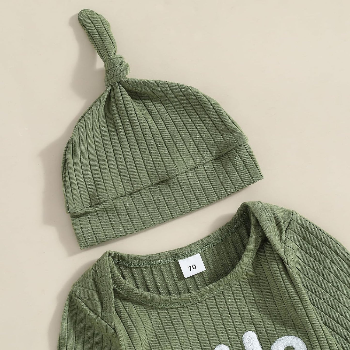 Ribbed Baby Boy Jumpsuit & Hat