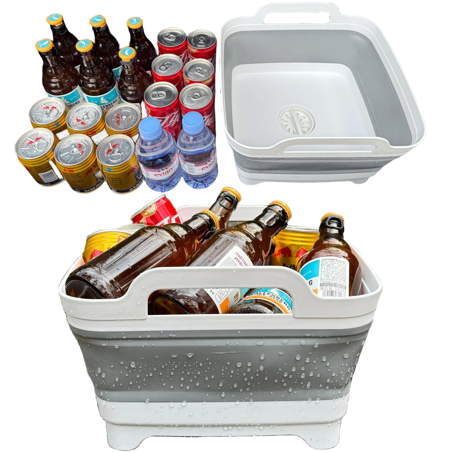 Collapsible Wash Basin for Baby Bottles with Drain Plug, 2.4 Gallons