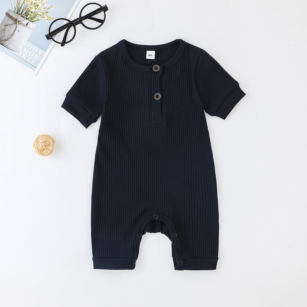 Baby 2/3 Pack Solid Romper Ribbed Short/Long Sleeve Bodysuits