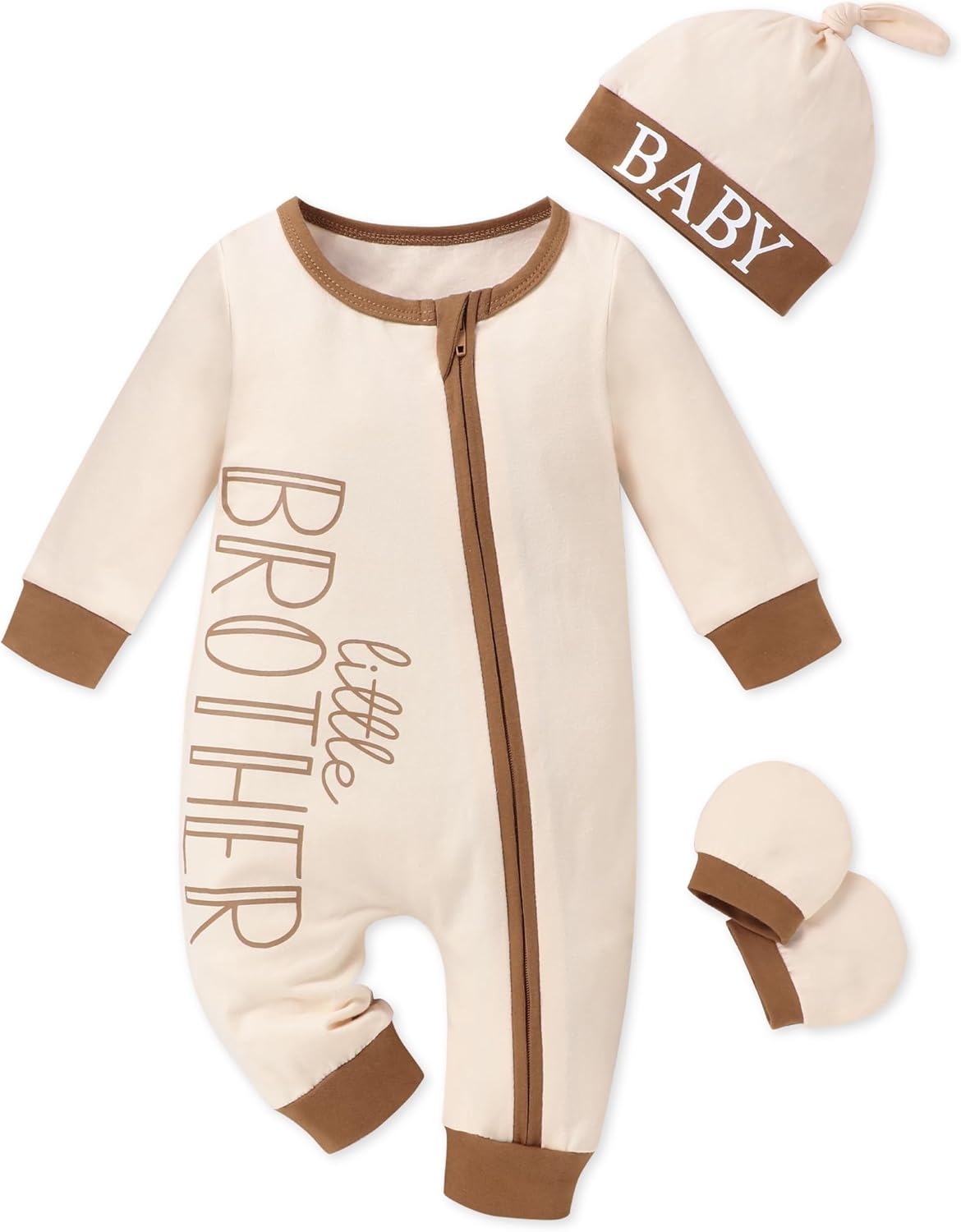 Baby Boy Solid One Piece With Mittens