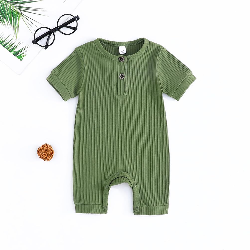 Baby 2/3 Pack Solid Romper Ribbed Short/Long Sleeve Bodysuits