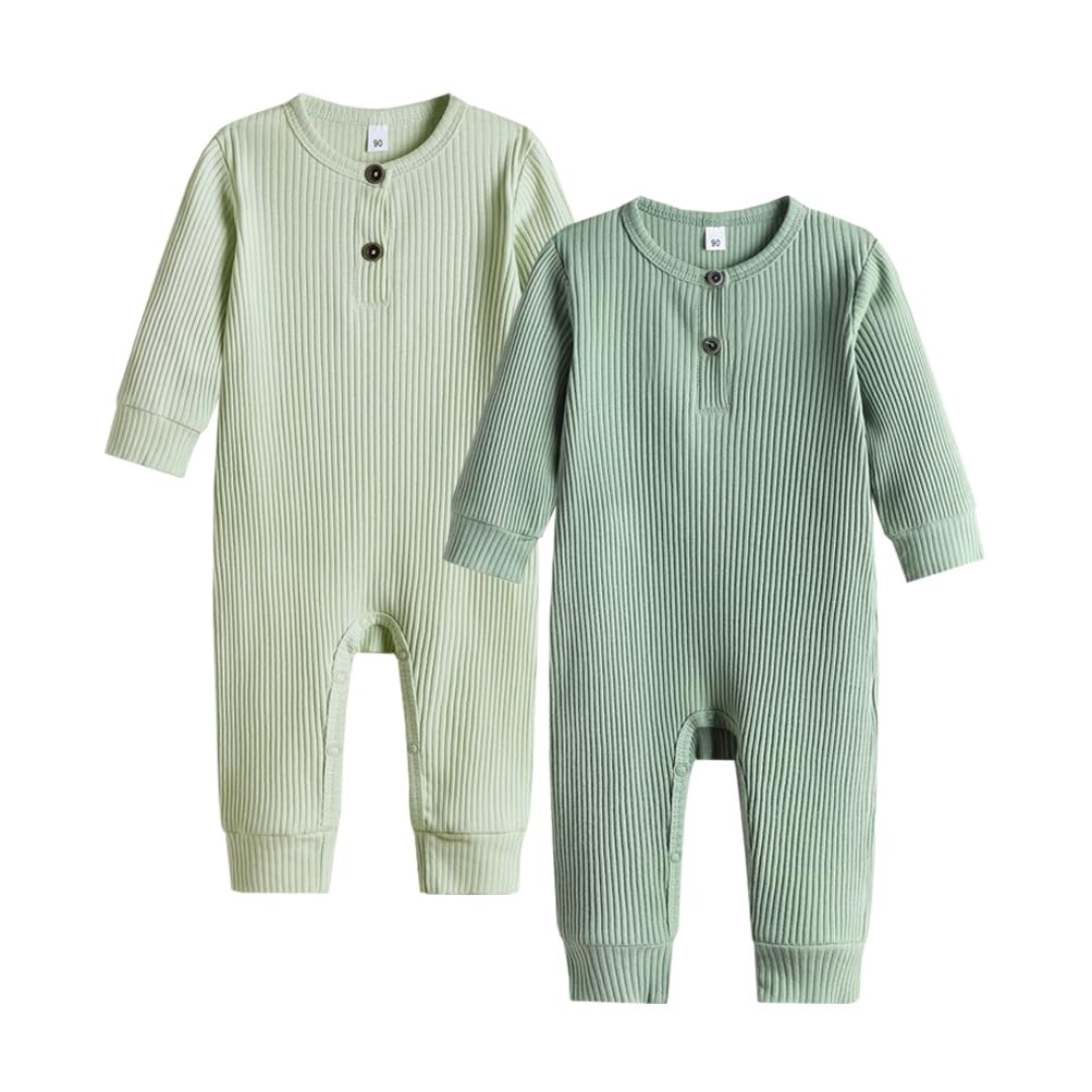 Baby 2/3 Pack Solid Romper Ribbed Short/Long Sleeve Bodysuits