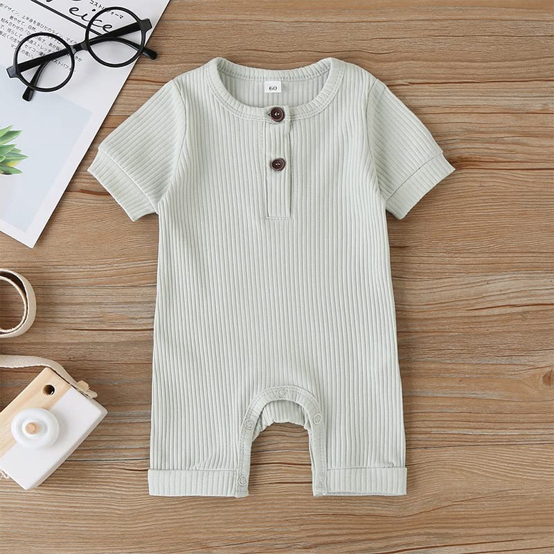 Baby 2/3 Pack Solid Romper Ribbed Short/Long Sleeve Bodysuits