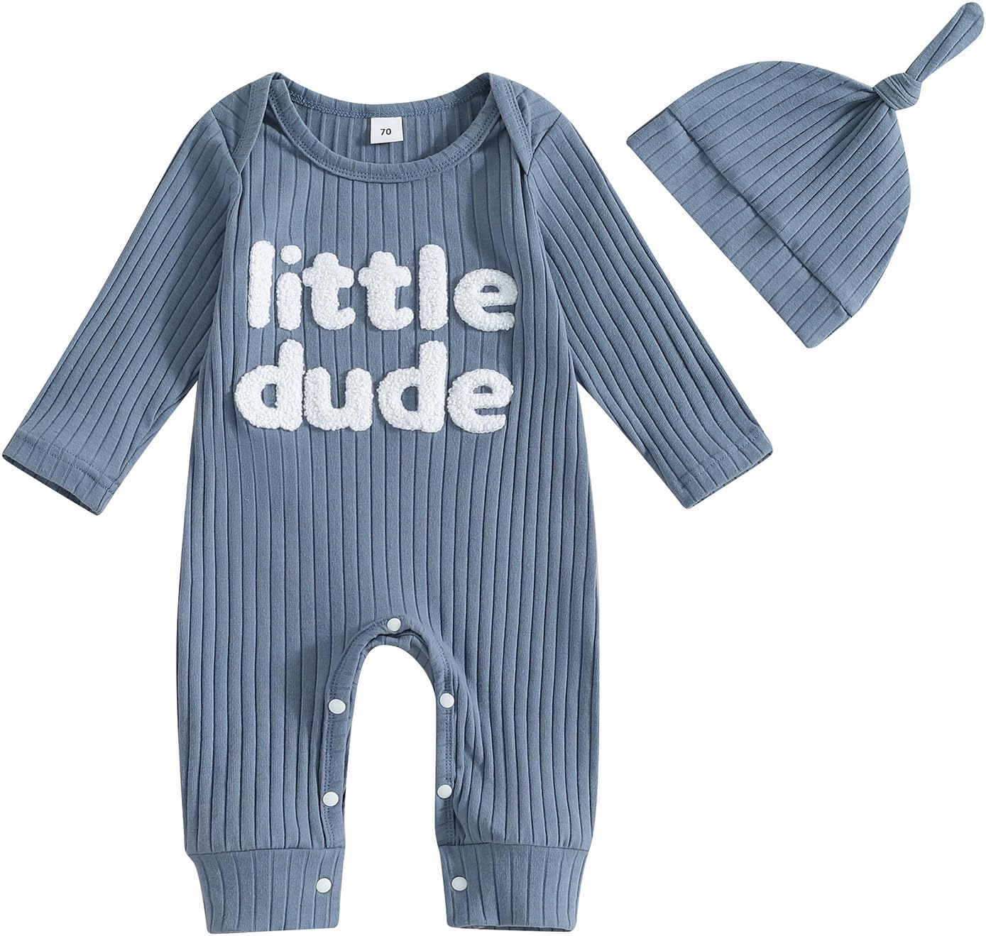 Ribbed Baby Boy Jumpsuit & Hat