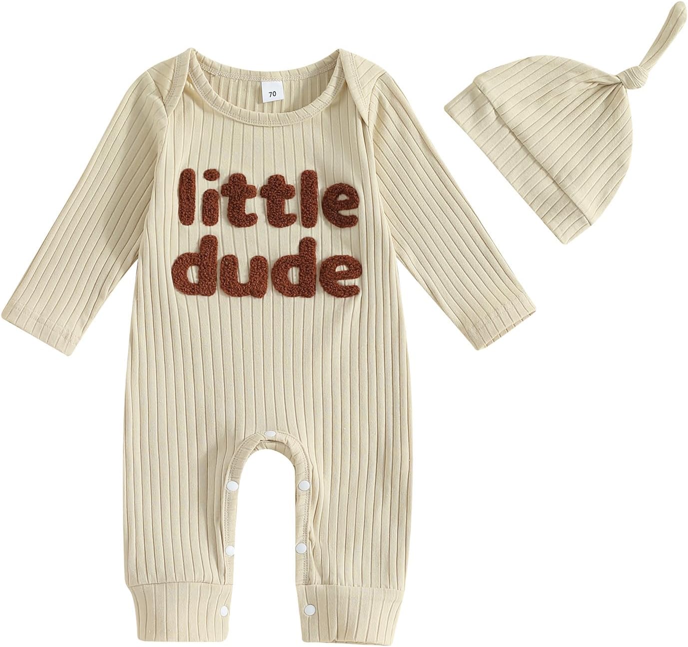 Ribbed Baby Boy Jumpsuit & Hat