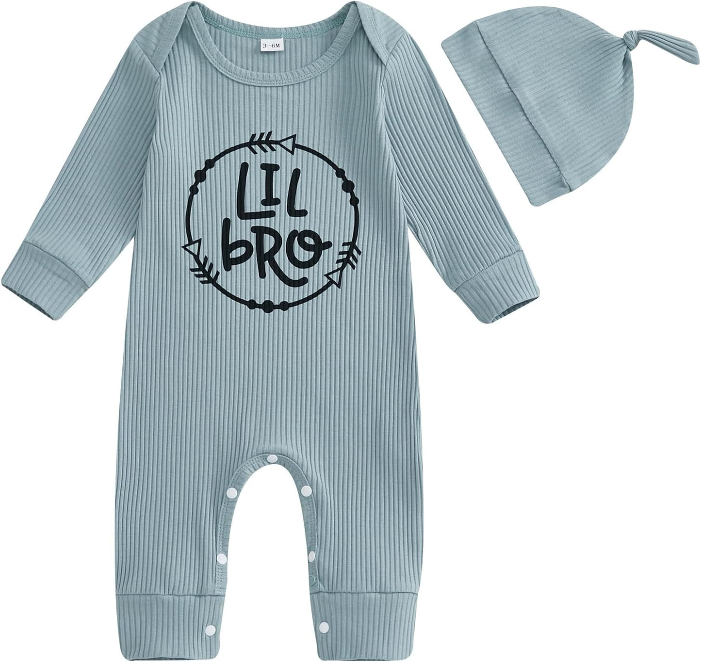 Ribbed Baby Boy Jumpsuit & Hat