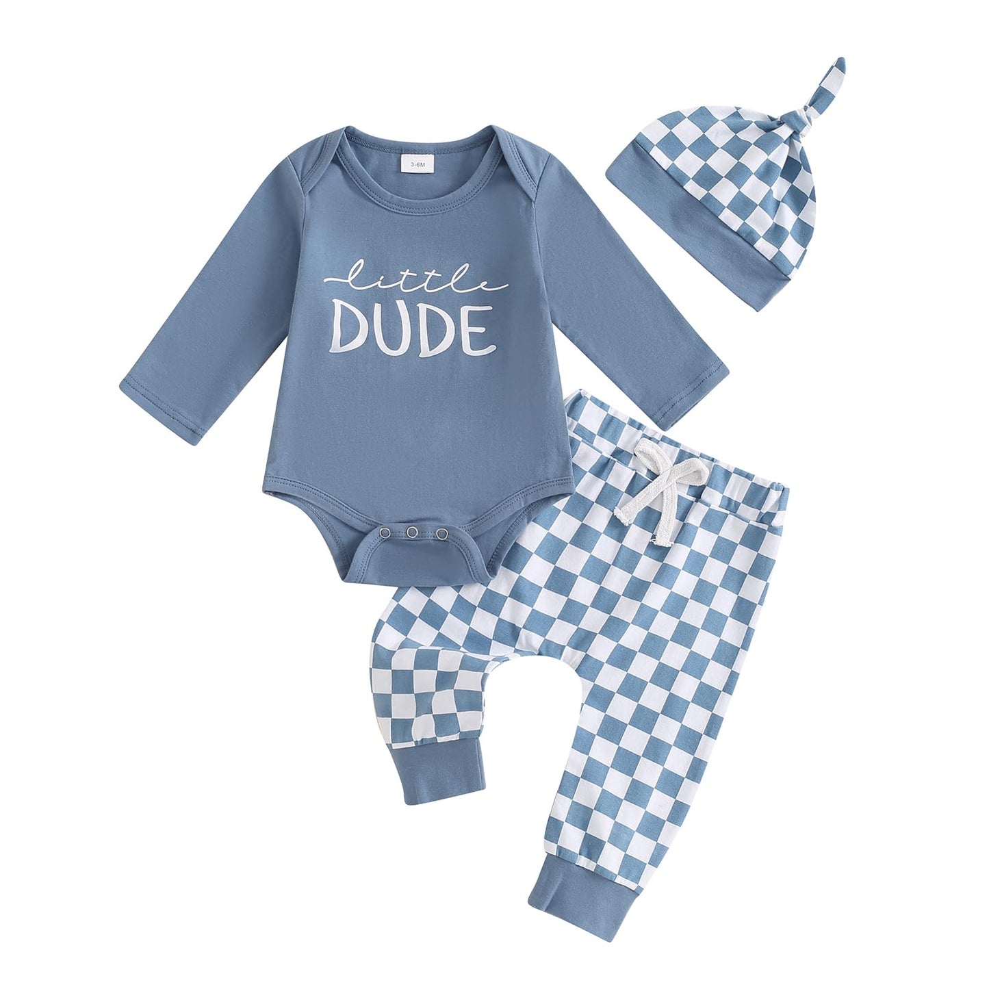 Little Dude Newborn Baby Jogger Pants Set, 3Pcs