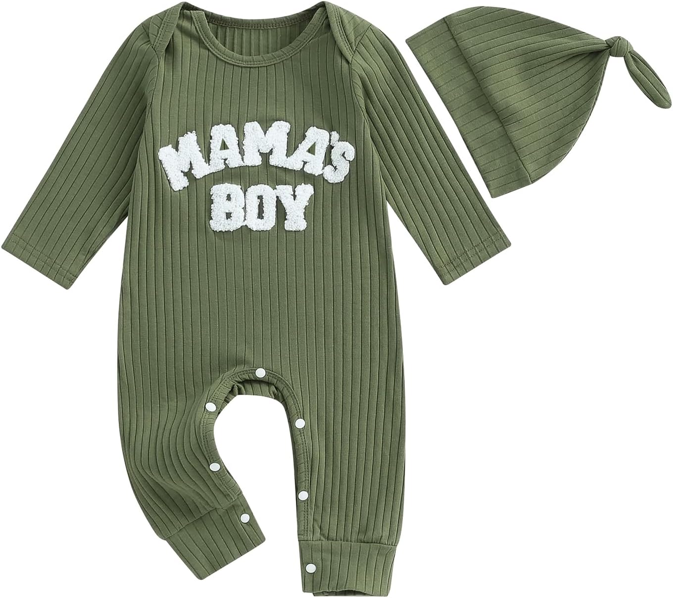 Ribbed Baby Boy Jumpsuit & Hat