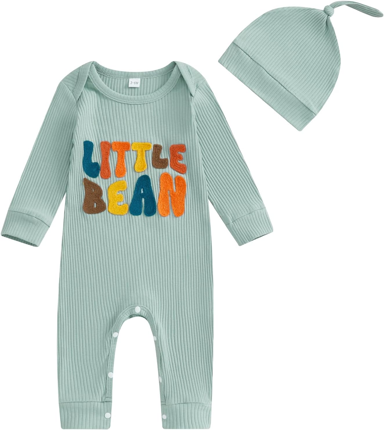 Ribbed Baby Boy Jumpsuit & Hat