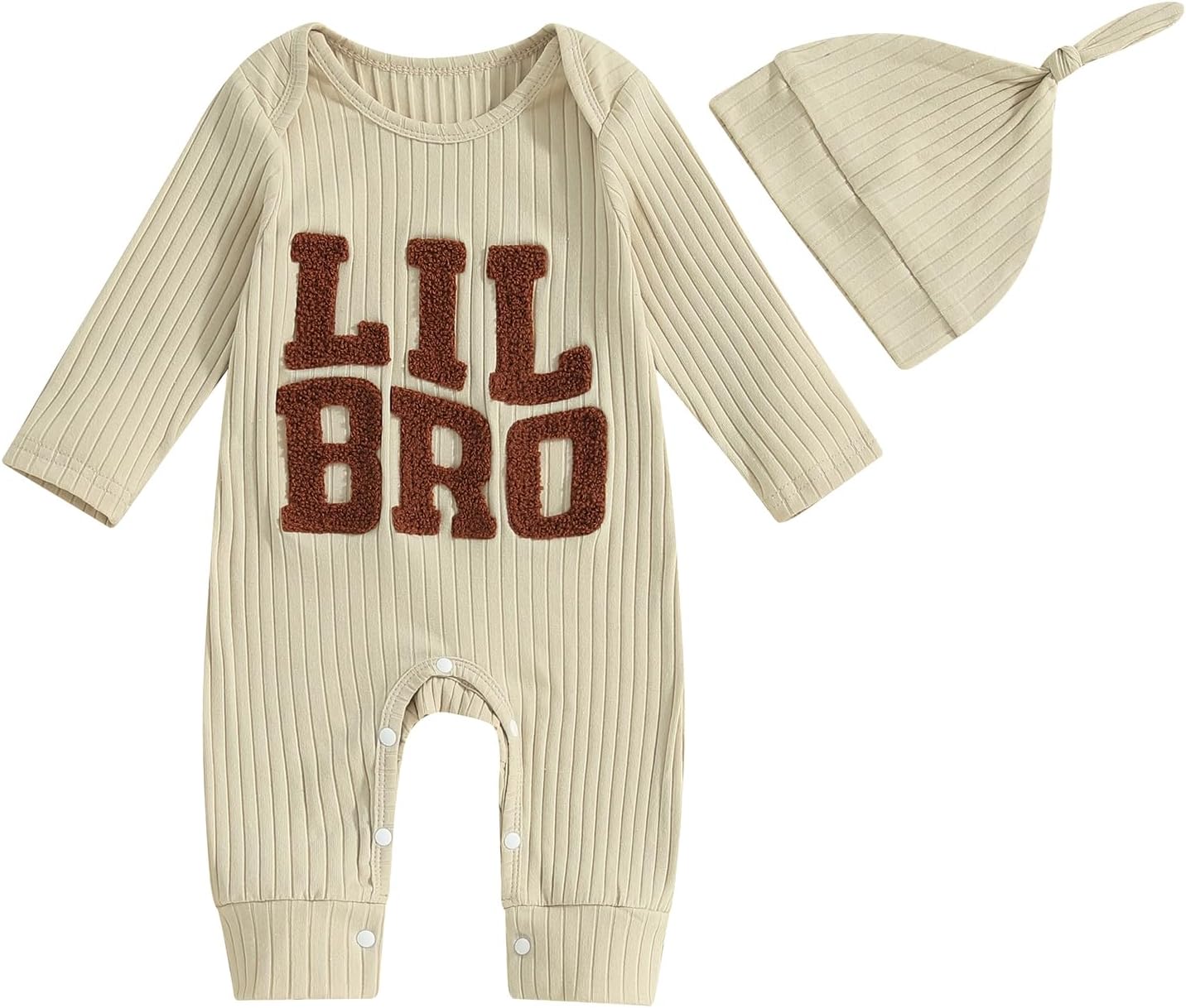 Ribbed Baby Boy Jumpsuit & Hat