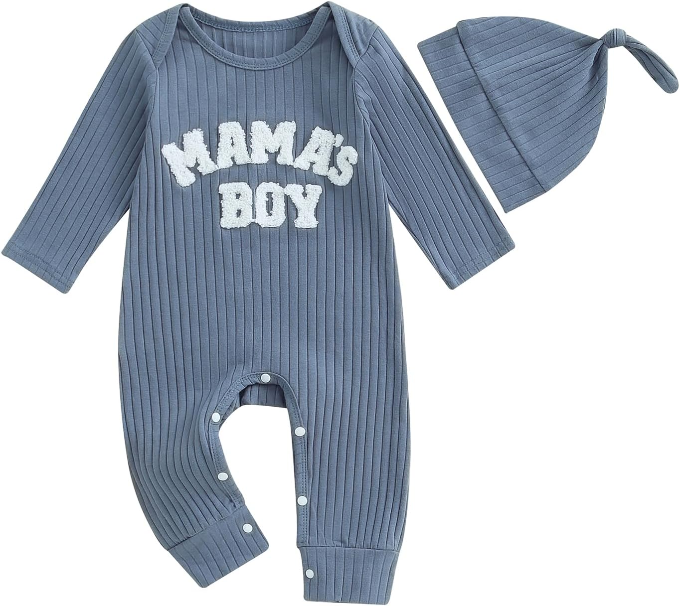 Ribbed Baby Boy Jumpsuit & Hat