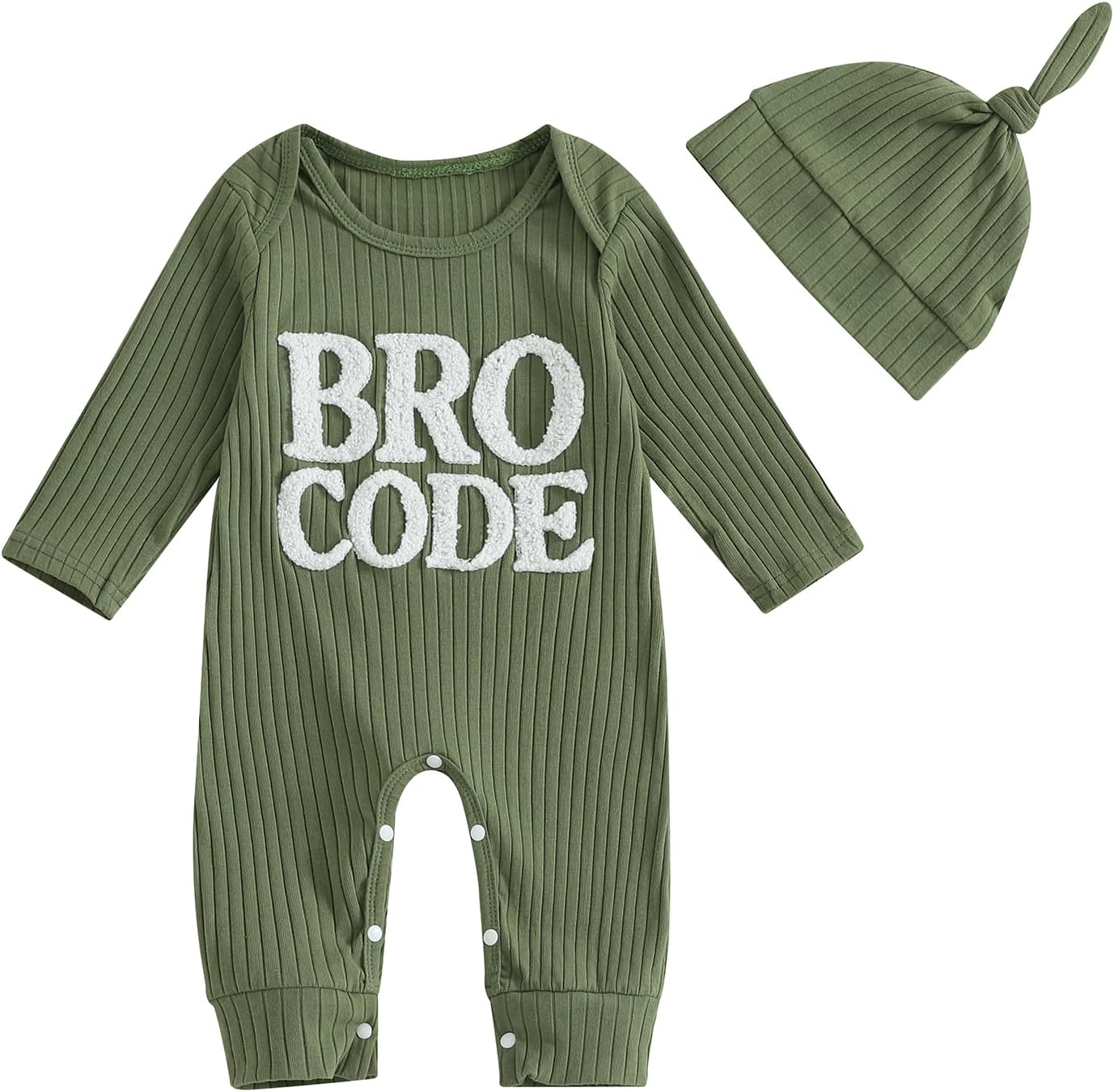 Ribbed Baby Boy Jumpsuit & Hat