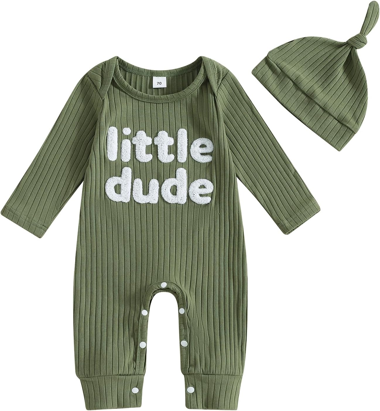 Ribbed Baby Boy Jumpsuit & Hat