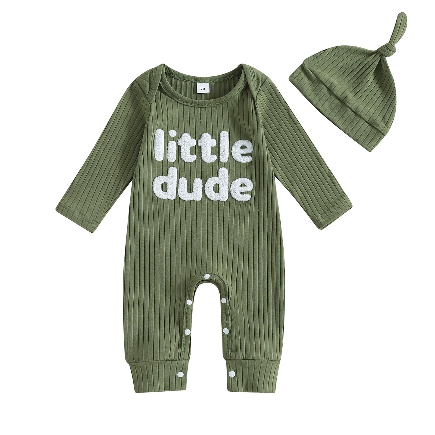 Ribbed Baby Boy Jumpsuit & Hat