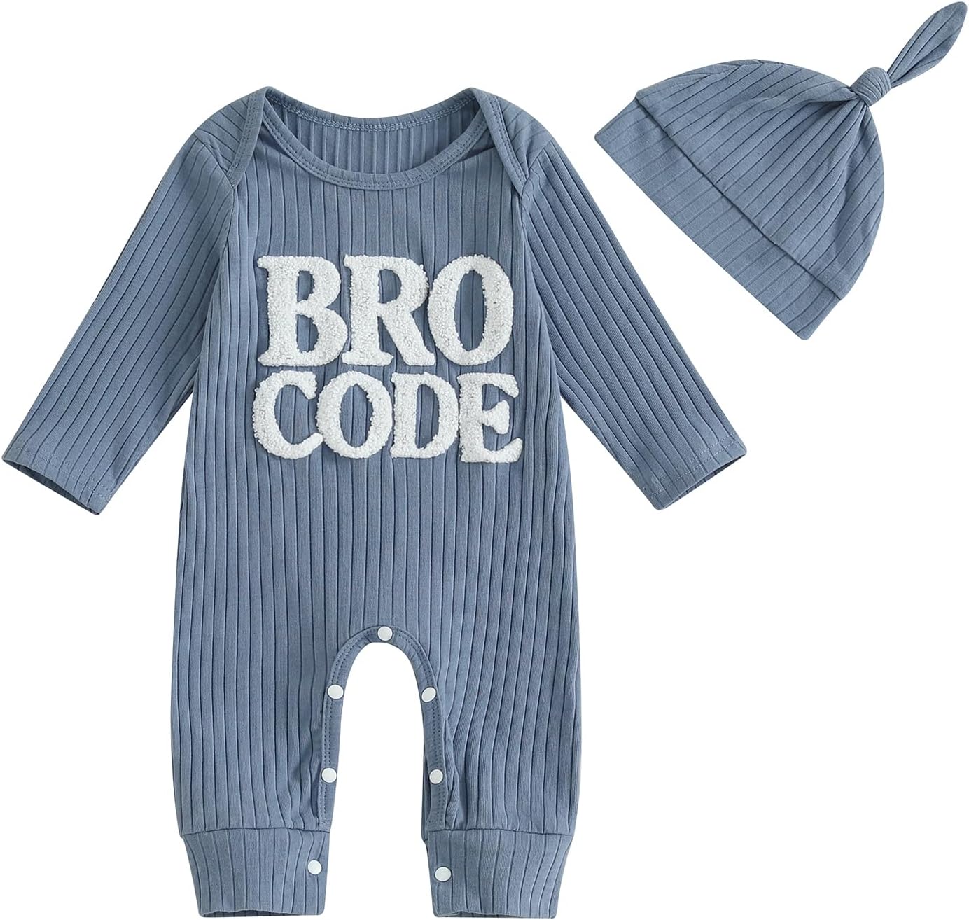 Ribbed Baby Boy Jumpsuit & Hat