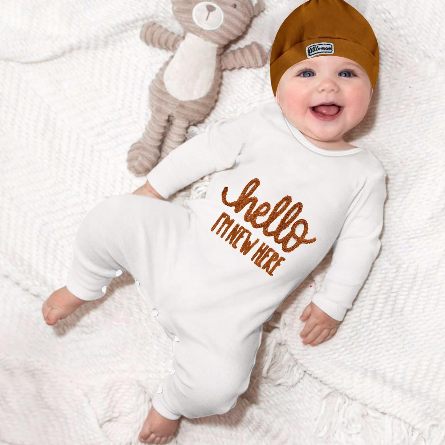 Newborn Romper Baby Boy w/ Pop Out Letters