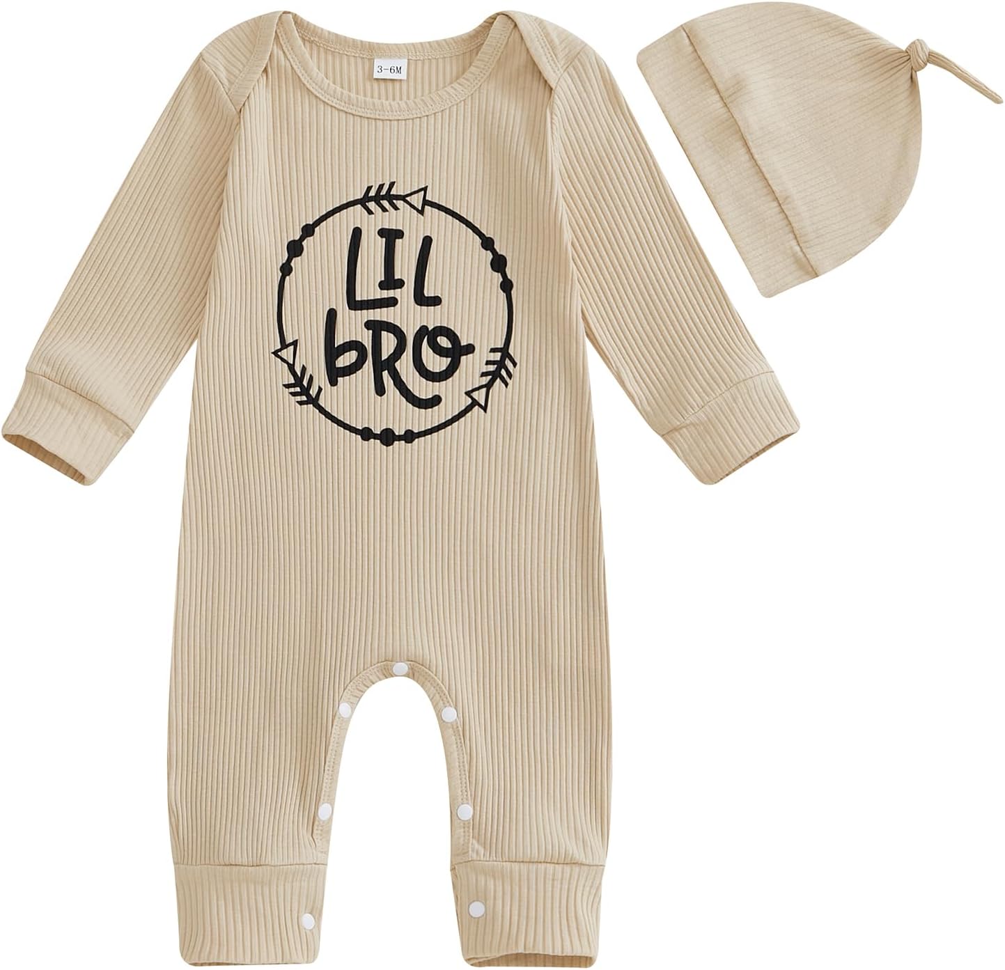 Ribbed Baby Boy Jumpsuit & Hat