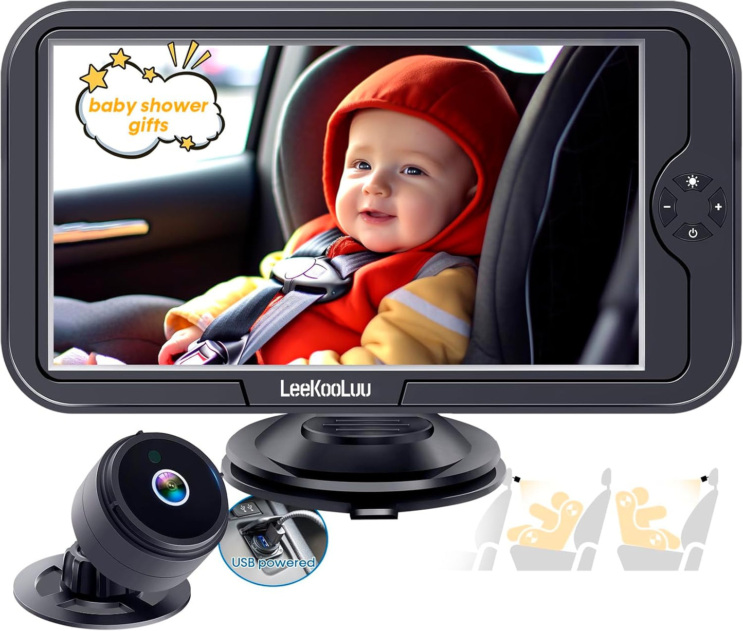 Baby Car Camera for Backseat 1080P - HD Vision, 360° Rotation