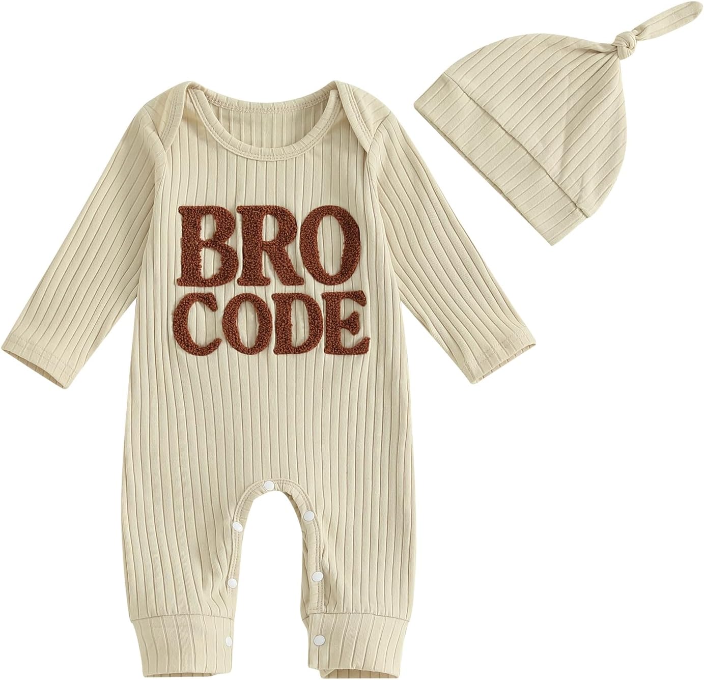 Ribbed Baby Boy Jumpsuit & Hat