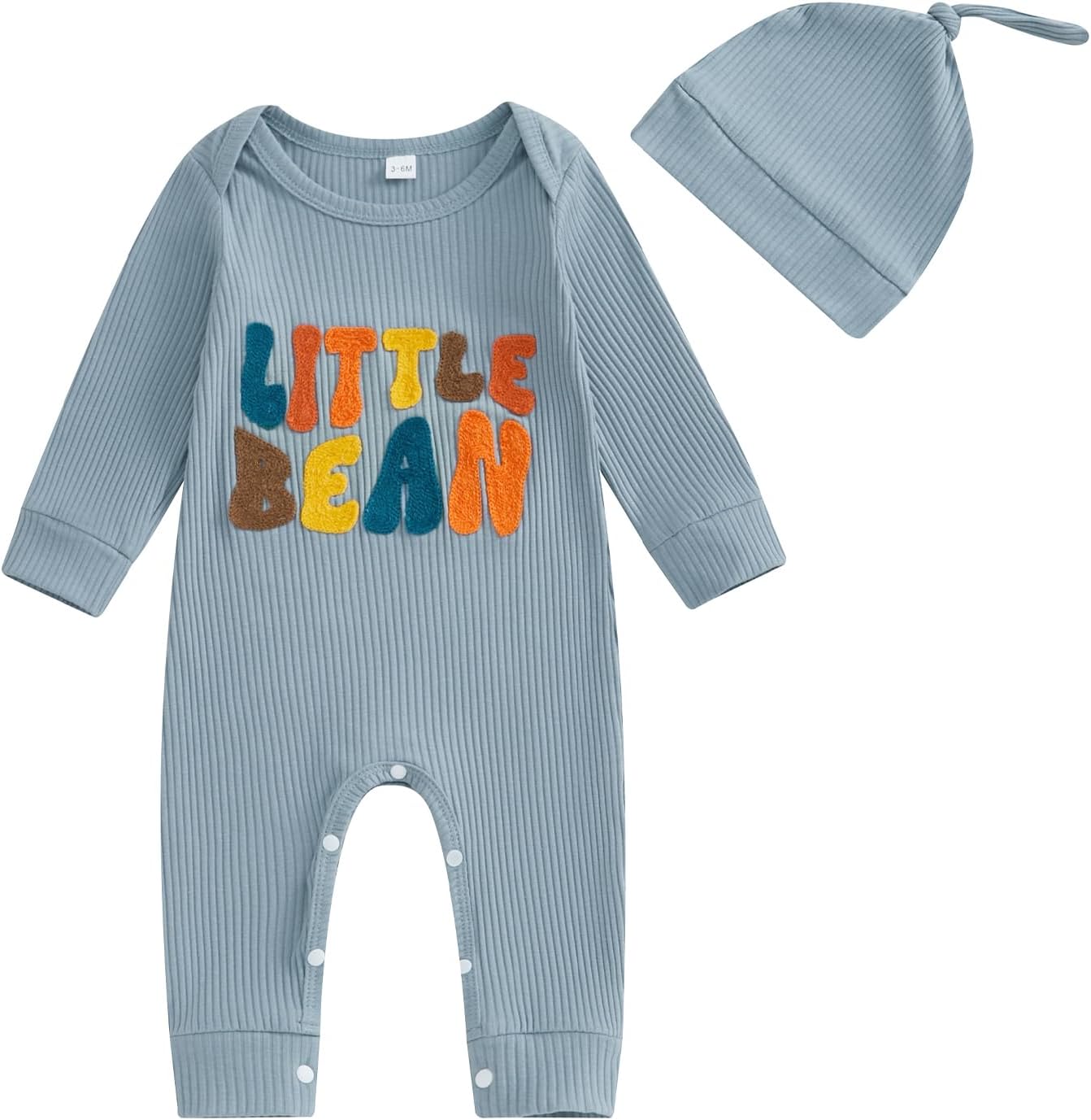 Ribbed Baby Boy Jumpsuit & Hat