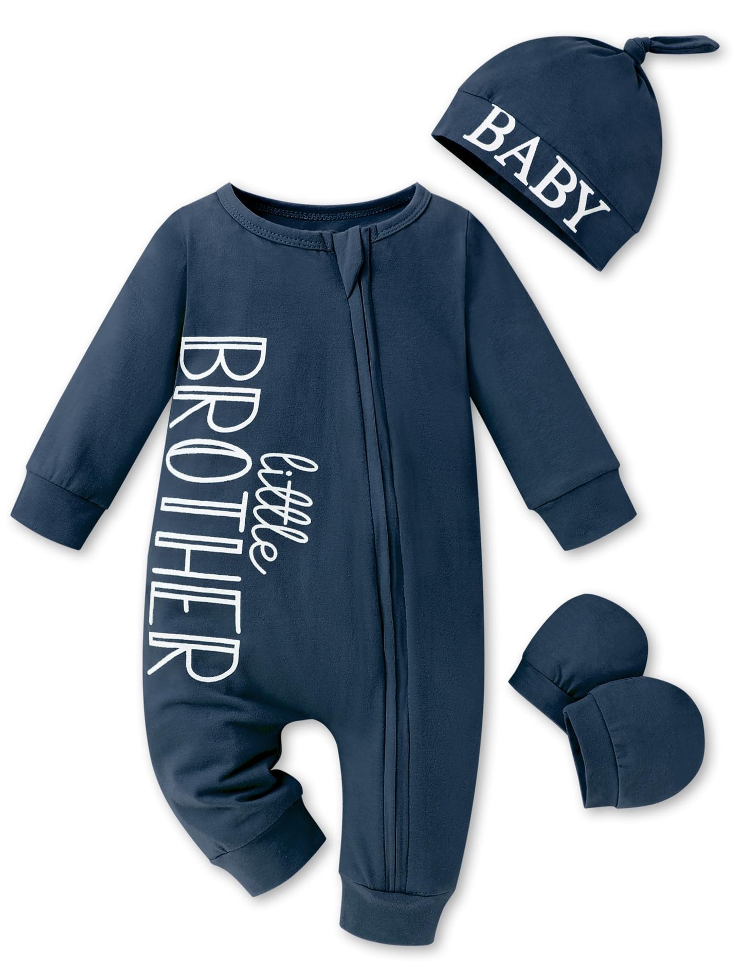 Baby Boy Solid One Piece With Mittens