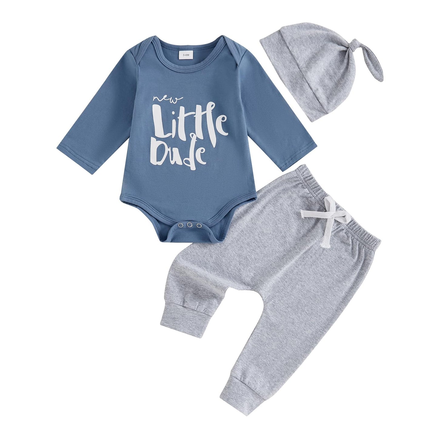 Little Dude Newborn Baby Jogger Pants Set, 3Pcs