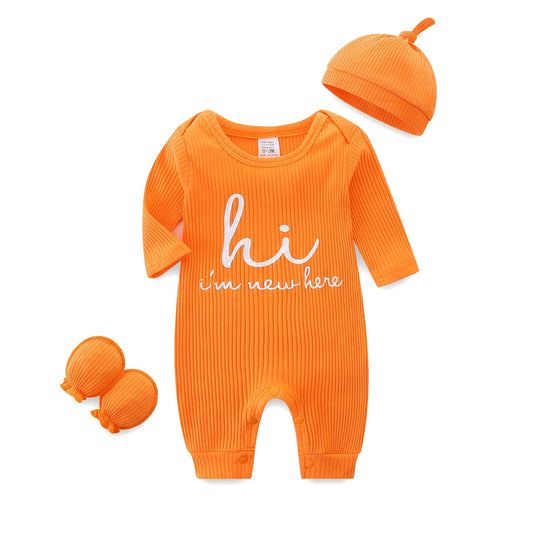 Ribbed I’m New Here Baby Romper Set