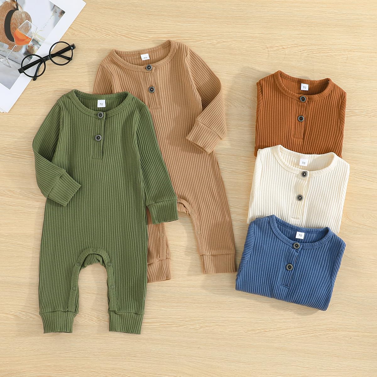 Baby 2/3 Pack Solid Romper Ribbed Short/Long Sleeve Bodysuits