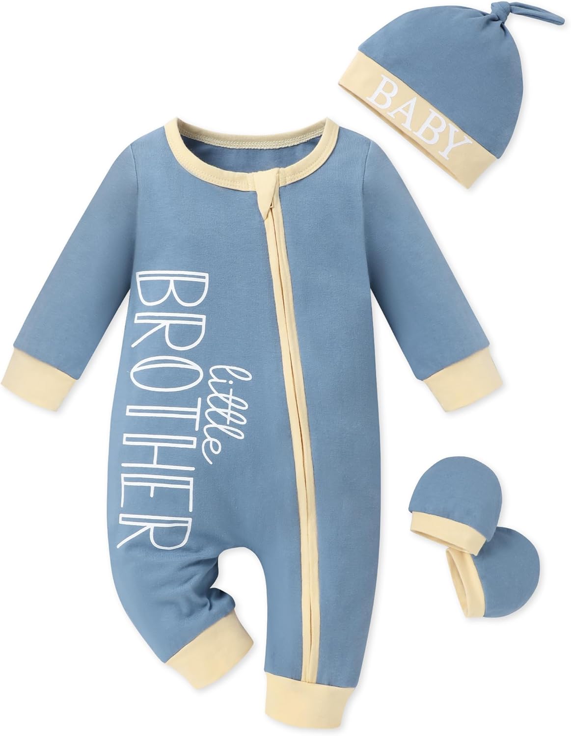 Baby Boy Solid One Piece With Mittens