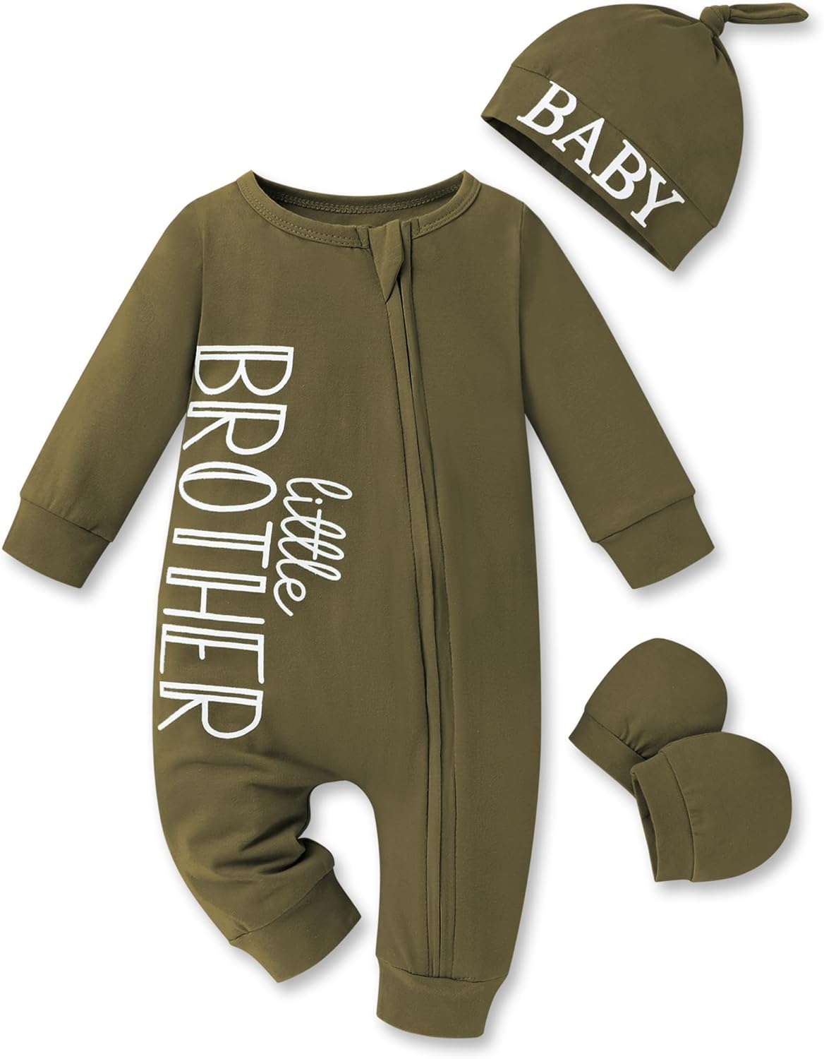 Baby Boy Solid One Piece With Mittens