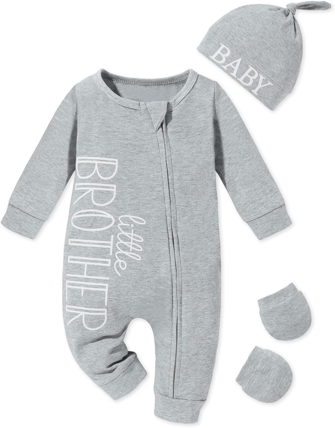 Baby Boy Solid One Piece With Mittens