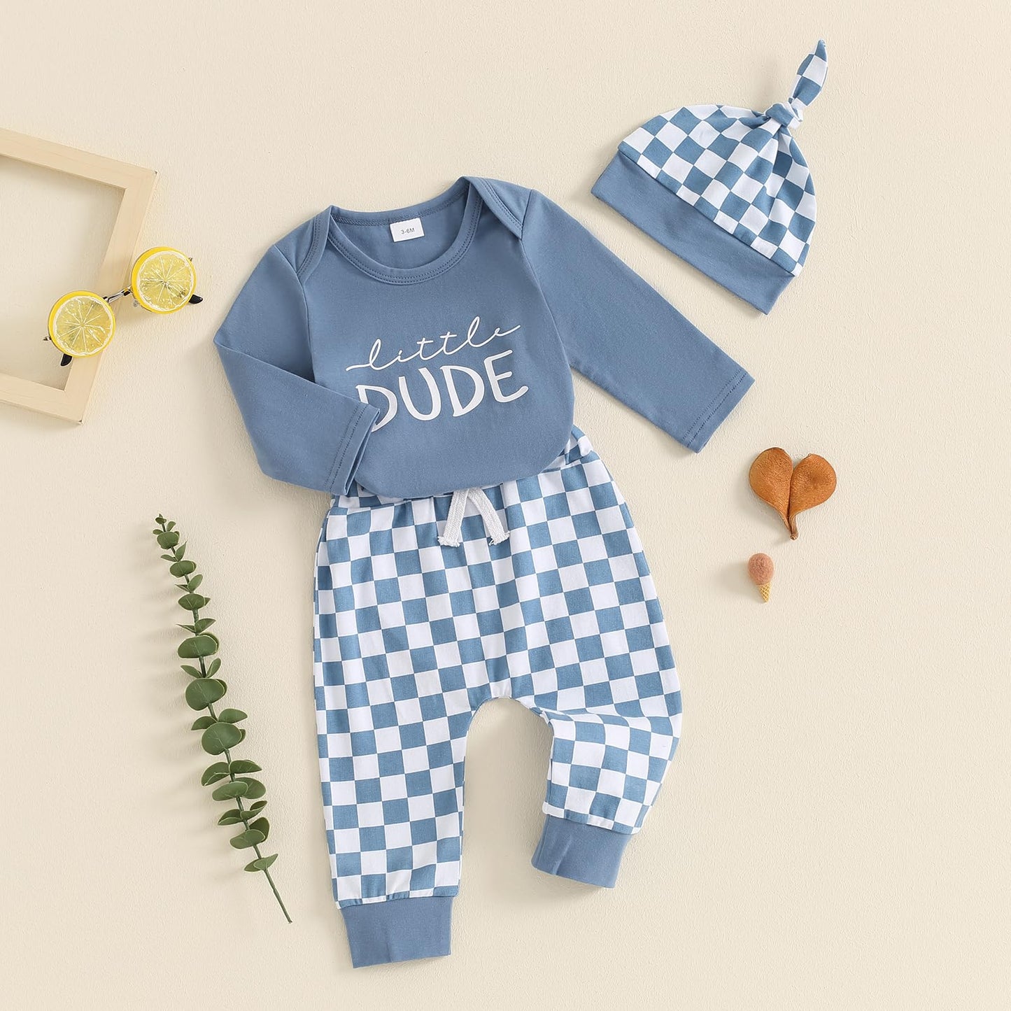 Little Dude Newborn Baby Jogger Pants Set, 3Pcs